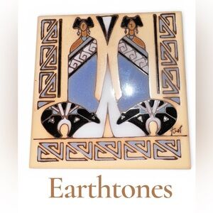 Earthtones Tuoti Southwestern Artistic Pottery Tile Vintage